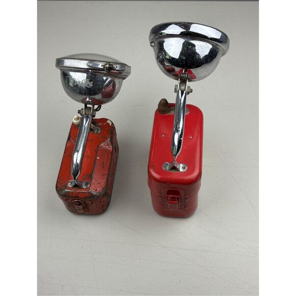 Vtg Teledyne Big Beam 266 Red Metal Flashlights Lantern Combo Railroad Untested - Picture 7 of 13